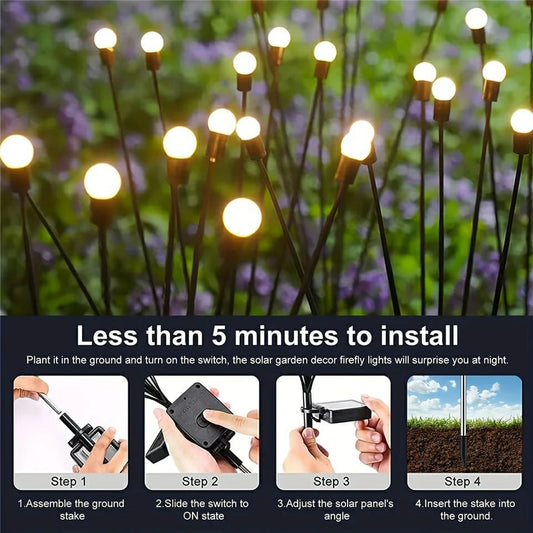Solar Firefly Garden Lights – Waterproof Warm White