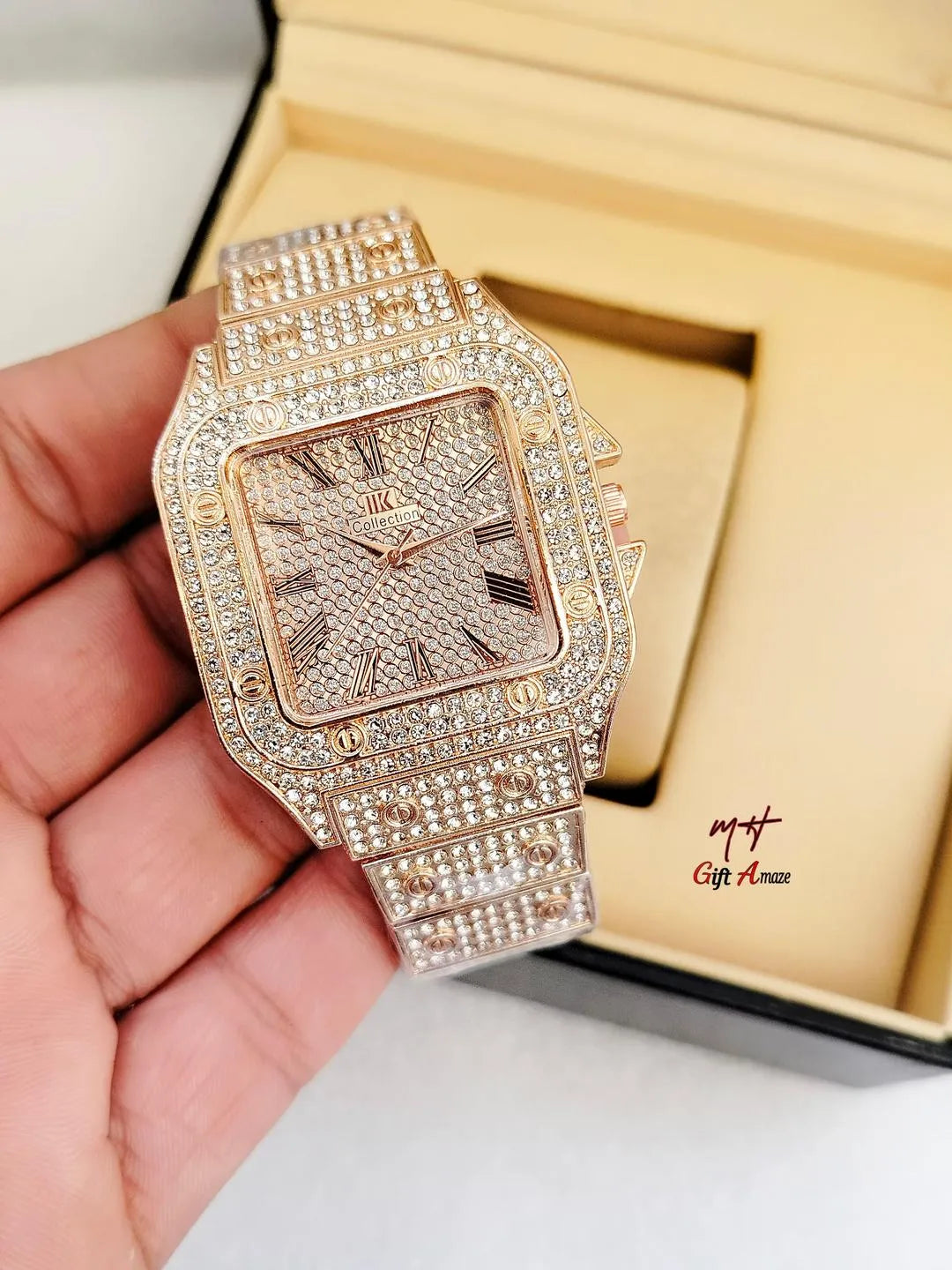 Luxury Rhinestone Gold Watch Women Hand – Sifat Mart Pakistan