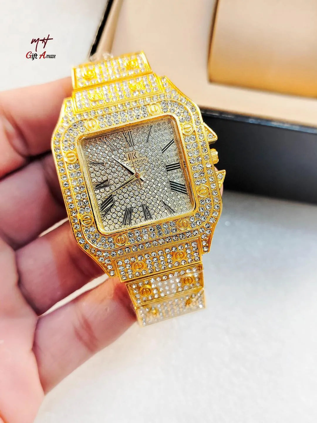 Luxury Rhinestone Gold Watch Box – Sifat Mart Pakistan