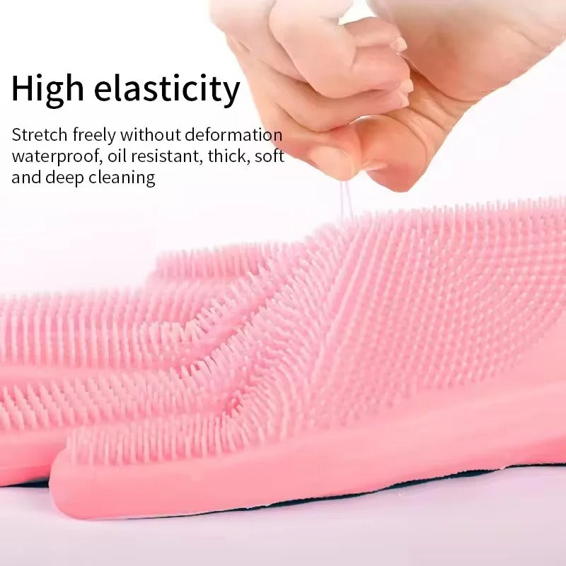 Silicone Dishwashing Gloves In Use Pink – Sifat Mart Pakistan