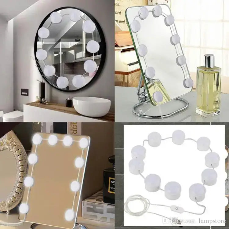 SIFAT MART vanity mirror fill light with three color options and dimmable LED bulbs, USB wall mount for makeup or grooming.