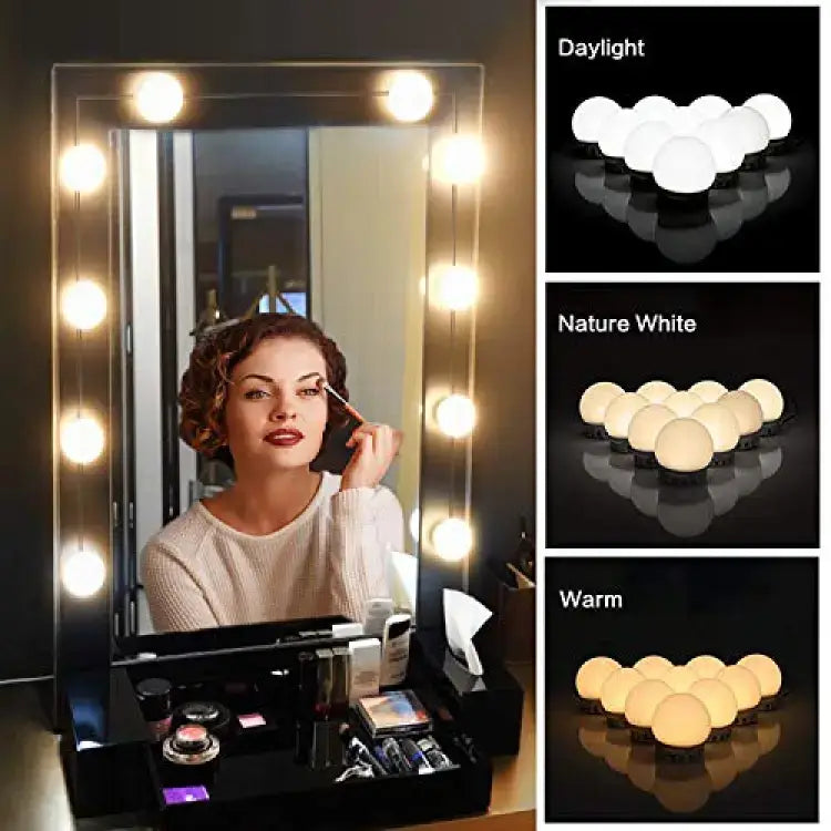 SIFAT MART vanity mirror fill light with dimmable LED bulbs in three colors, USB wall-mounted for adjustable lighting.